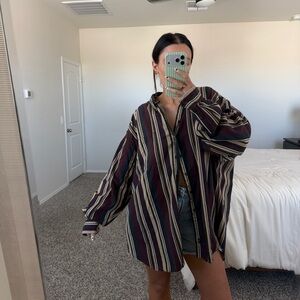 Oversized striped button down